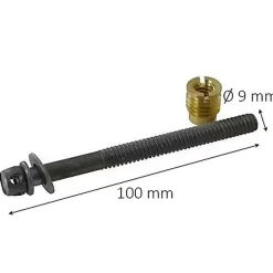2 vis de lit et écrous acier/laiton Diall Ø9x L.100mm
