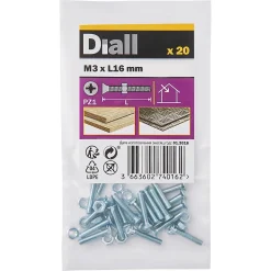 20 vis métaux tête fraisée acier zingué 3 x 16 mm