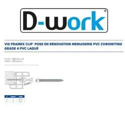 100 Vis PVC Menuiserie Tête Ronde Tx25 Framex Clip 6 x 70 mm - Zingué Chromiting Grade 4 Laqué Marron - D-Work