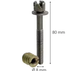 2 vis rappel acier/laiton Diall Ø8 x L.80mm