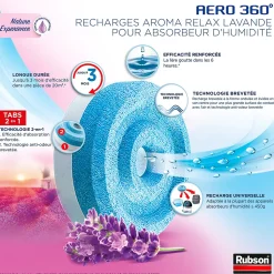 Absorbeur d'humidité Aero 360° 20m² Rubson + 4 recharges lavande
