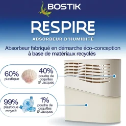 Absorbeur d'humidité avec 2 tablettes de 250 g Bostik Respire pour surface de 25 m²