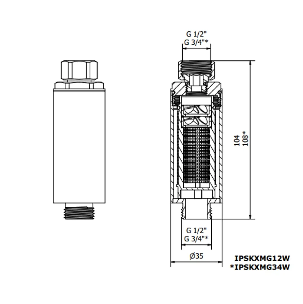 Adoucisseur d'eau Anticalcaire Antibacterien innovant IPS 100 Kalyxx MINI G 1/2" femelle (IPSKXMG12W)