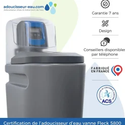 Adoucisseur D'eau 25L Fleck 5800 SXT Monobloc Volumétrique Anti Calcaire Fabrication Française