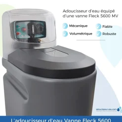 Adoucisseur Eau 20L Fleck 5600 MV Mécanique Volumétrique Complet Avec Accessoires Fabriqué En France