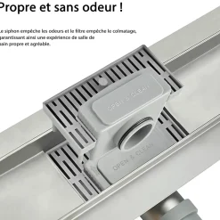 AICA caniveau de douche en acier inoxydable italien 2 en 1, réglable en hauteur avec désodorisant - 130 cm