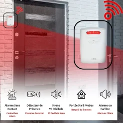Alarme FISHTEC Détecteur de Présence - Carillon - 90 dB