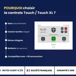 Alarme maison sans fil avec écran tactile 7'' AM351 livrée avec 2 caméras Full HD et 12 accessoires - Sans abonnement
