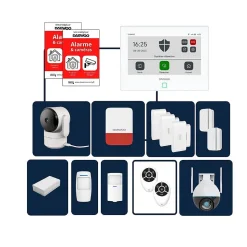 Alarme maison sans fil avec écran tactile 7'' AM351 livrée avec 2 caméras Full HD et 12 accessoires - Sans abonnement