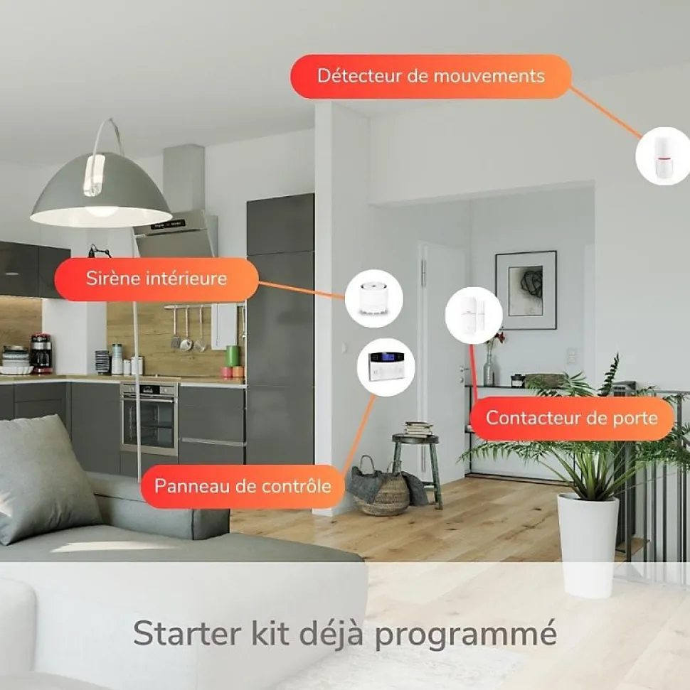 Alarme maison sans fil gsm 4G et 3 caméras wifi kit ip3
