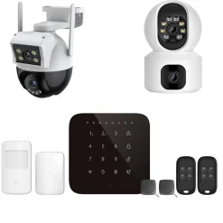 Alarme maison wifi et gsm 4G sans fil connectée Casa Noire avec 2 caméras double objectif - kit 1