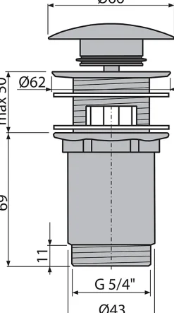 Alca Bonde pour lavabo clic-clac 5/4 " Avec trop-plein, Rose Gold (A392-RG-P)