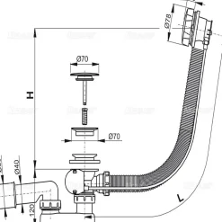 Alca Siphon pour baignoire en métal et plastique (A55KM)