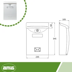 AMIG - Boîte aux lettres 7 - 345 x 240 x 105 mm - Plastique - Blanc
