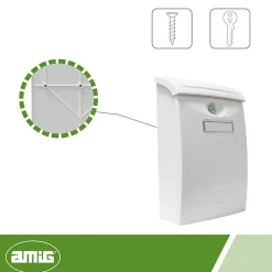 AMIG - Boîte aux lettres 7 - 345 x 240 x 105 mm - Plastique - Blanc