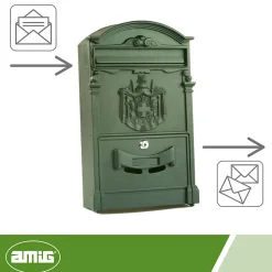 AMIG - Boîte aux lettres 4 - 400 x 240 x 80 mm - Aluminium - Vert