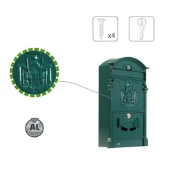 AMIG - Boîte aux lettres 4 - 400 x 240 x 80 mm - Aluminium - Vert