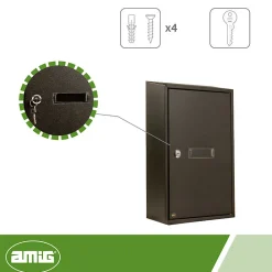 AMIG - Boîte aux lettres 5 - 400 x 250 x 100 mm - Acier - Noir