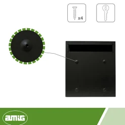 AMIG - Boîte aux lettres 6 - 400 x 360 x 100 mm - Acier - Noir