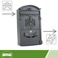 AMIG - Boîte aux lettres 4 - 400 x 240 x 80 mm - Aluminium - Noir