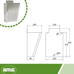 AMIG - Boîte publicité 77 - 220 x 360 x 190 mm - Acier inoxydable - Inoxydable