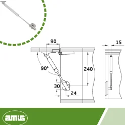 AMIG - Compas à gaz réglable 98 - 8 kg - Argent