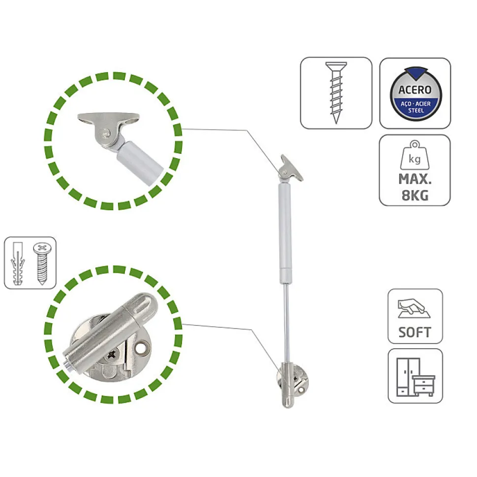 AMIG - Compas à gaz réglable 98 - 8 kg - Argent