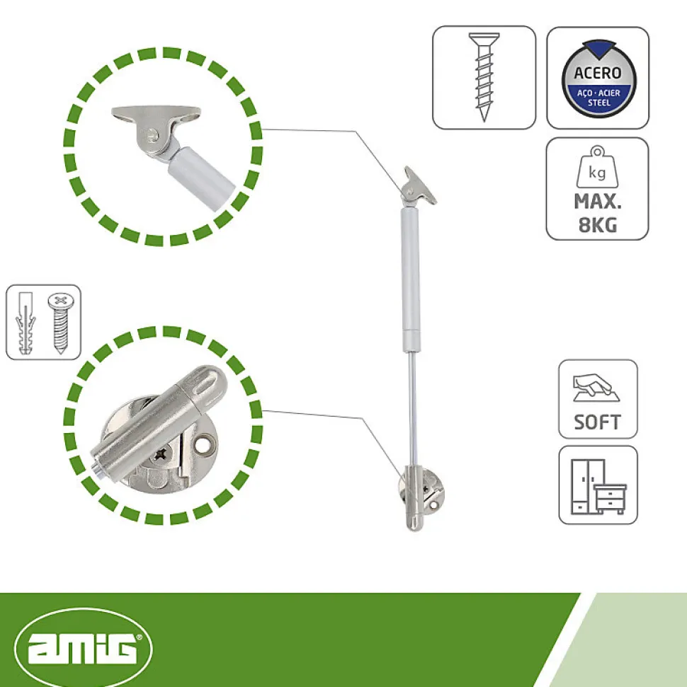 AMIG - Compas à gaz réglable 98 - 8 kg - Argent