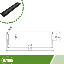 AMIG - Entrée de boîte aux lettres 2 - 342 x 73 mm - Acier - Noir