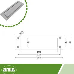 AMIG - Entrée de boîte aux lettres 1 - 254 x 78 mm - Acier inoxydable - Inoxydable