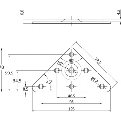 AMIG - Support pour pieds de table 181 - 125 mm - Acier - Nickelé