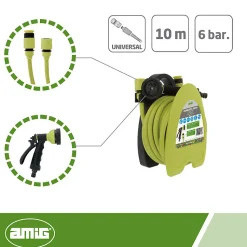 AMIG - Tuyau enrouleur 2074 - 10 m - PVC - Vert pistache