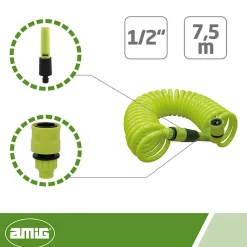 AMIG - Tuyau spirale R39 - 7,5 m - Caoutchouc EVA - Vert pistache