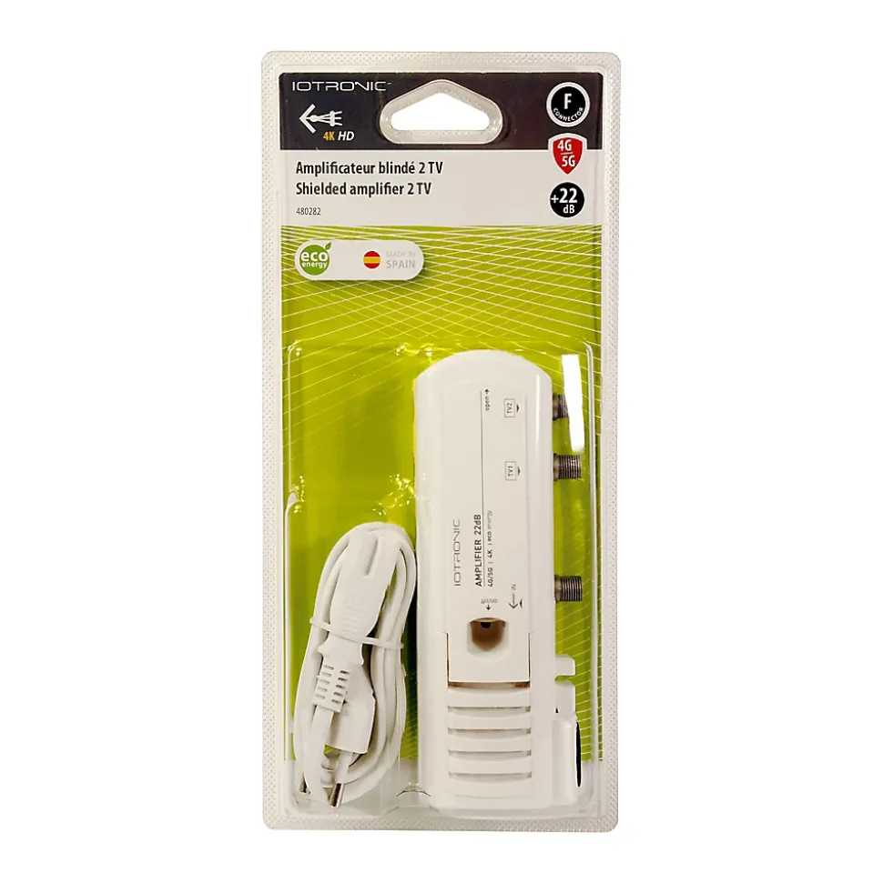 Amplificateur TV 22dB 2 TV 4G/5G, connexion F