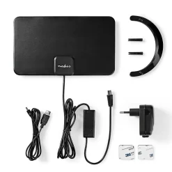 Antenne HDTV d'Intérieur 0 - 25 km Gain de 26 dB FMVHFUHF Noire NEDIS