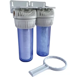 Aquawater - Filtre double avec cartouches de filtration et anticalcaire - 6 mois