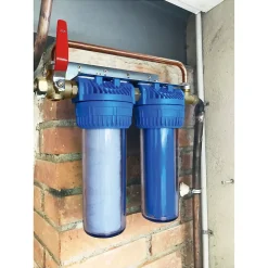 Aquawater - Filtre double avec cartouches de filtration anticalcaire anticorrosion 24 mois