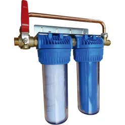 Aquawater - Filtre double avec cartouches de filtration anticalcaire anticorrosion 24 mois