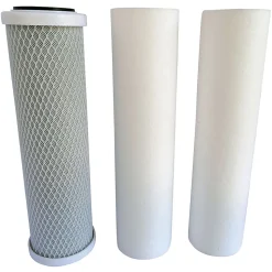 Aquawater - Kit de 3 cartouches pour Osmoseur, 2 filtrantes et 1 cartouche charbon actif