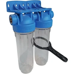 Aquawater - Station filtre double nu - Taille standard 10 - avec clé de déserrage