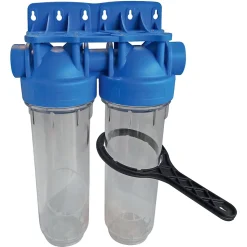 Aquawater - Station filtre double nu - Taille standard 10 - avec clé de déserrage