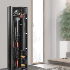 Armoire à 3 Fusils 4 Pistolets en Acier Coffre-Fort pour Armes à Feu 2 Façons de Verrouillage Mot de Passe et 2 Clés