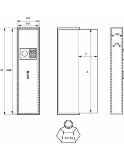 Armoire à fusils Cardiff, fermeture électronique à code, 2 pênes, capacité de 5 fusils - THIRARD