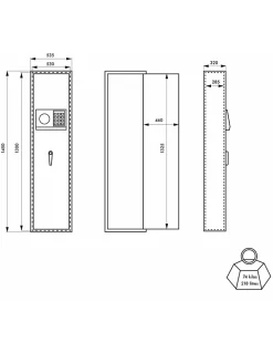 Armoire à fusils Monteria, fermeture électronique à code, 4 pênes, capacité de 10 fusils - THIRARD