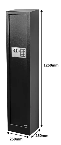 Armoire à fusils serrure électronique Smith & Locke – 3 armes, acier noir – 60 L – l.25 x H.125 x P.25 cm