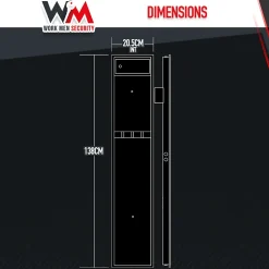 Armoire à fusils 315X205X1380mm avec coffre intérieur - 5 fusils - Workmen Security