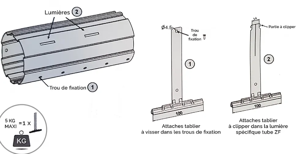 ATTACHE TABLIER A VISSER (Lame 8 : Noire 175)