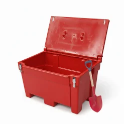 Bac à sable incendie/ à sel de déneigement 200l + grenouillères + pelle