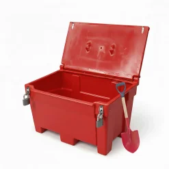 Bac à sable incendie/ à sel de déneigement 200l +grenouillères + cadenas + pelle