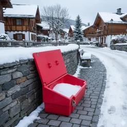 Bac à sable incendie/ à sel de déneigement 100l + grenouillères + cadenas